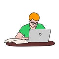 young guy learning works online vector image